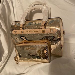 Michael Kors Kara Metallic Leather Large